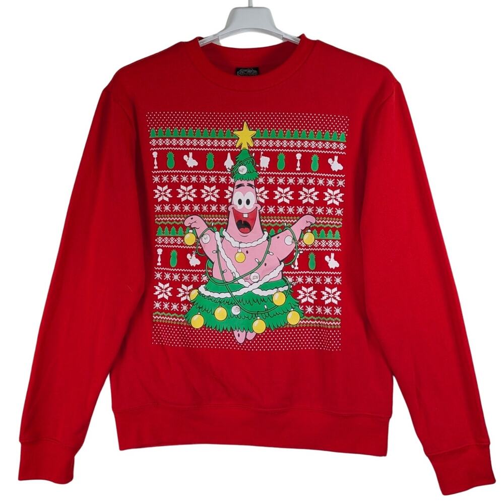 Spongebob Squarepants Patrick Star Ugly Christmas Lights Up Sweater Men’s Size S